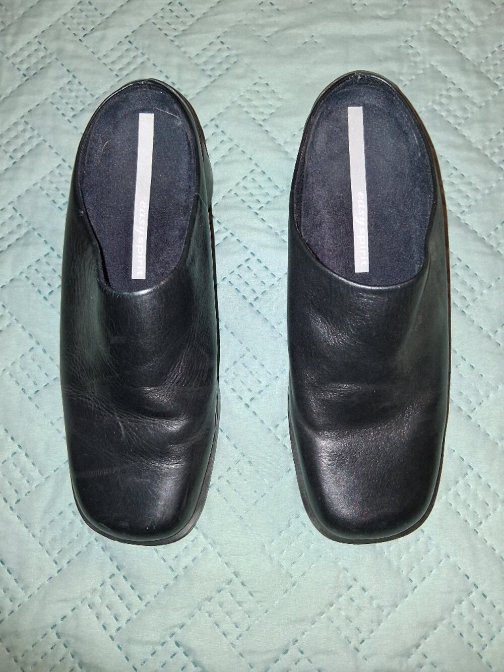 Easy Spirit Black Leather Slip-on Clogs-size 8.5 - Picture 2 of 6